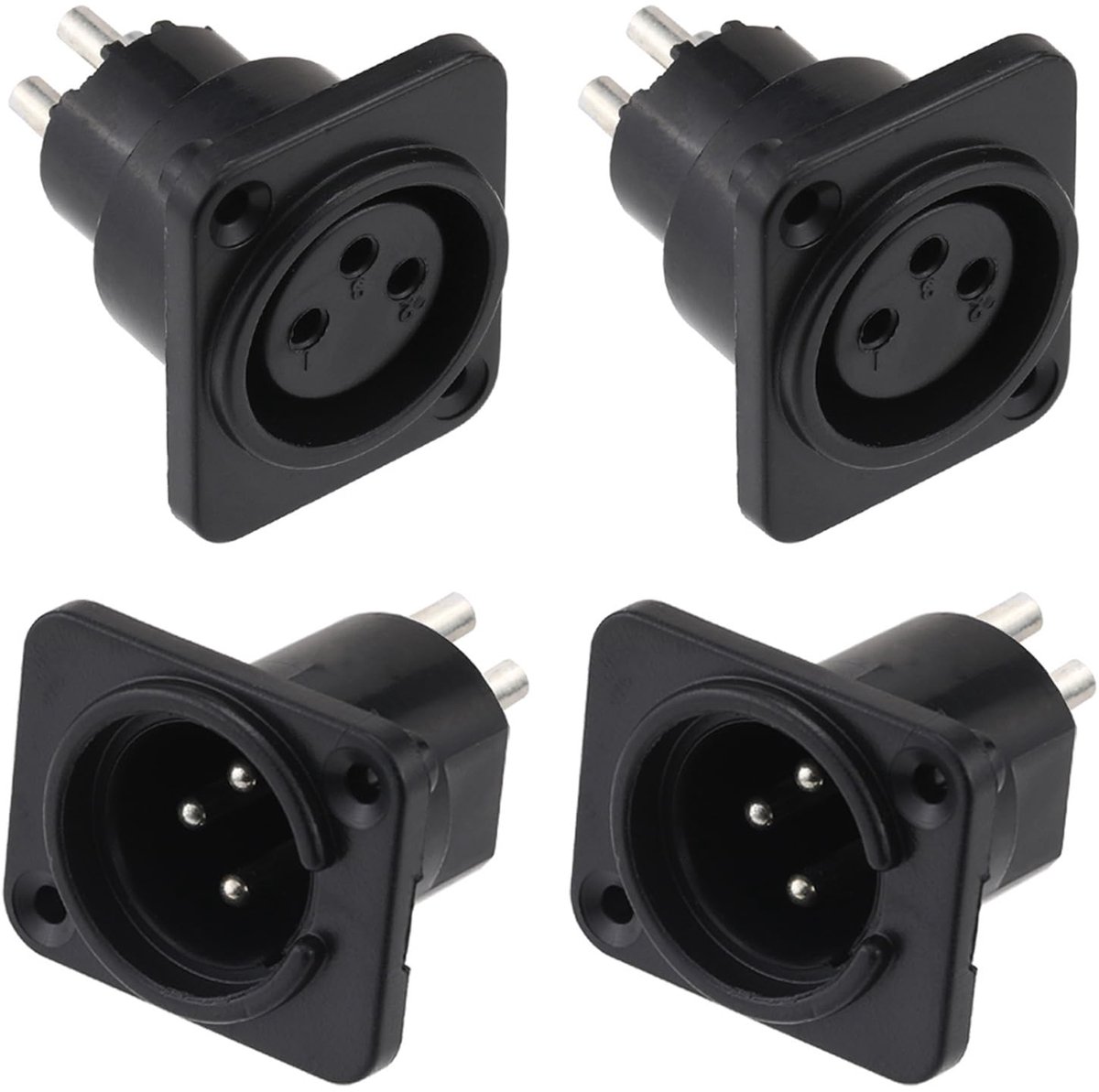4 Stuks Paneelmontage XLR Connectoren Set - 3-pins Mannelijk & Vrouwelijk voor Microfoon