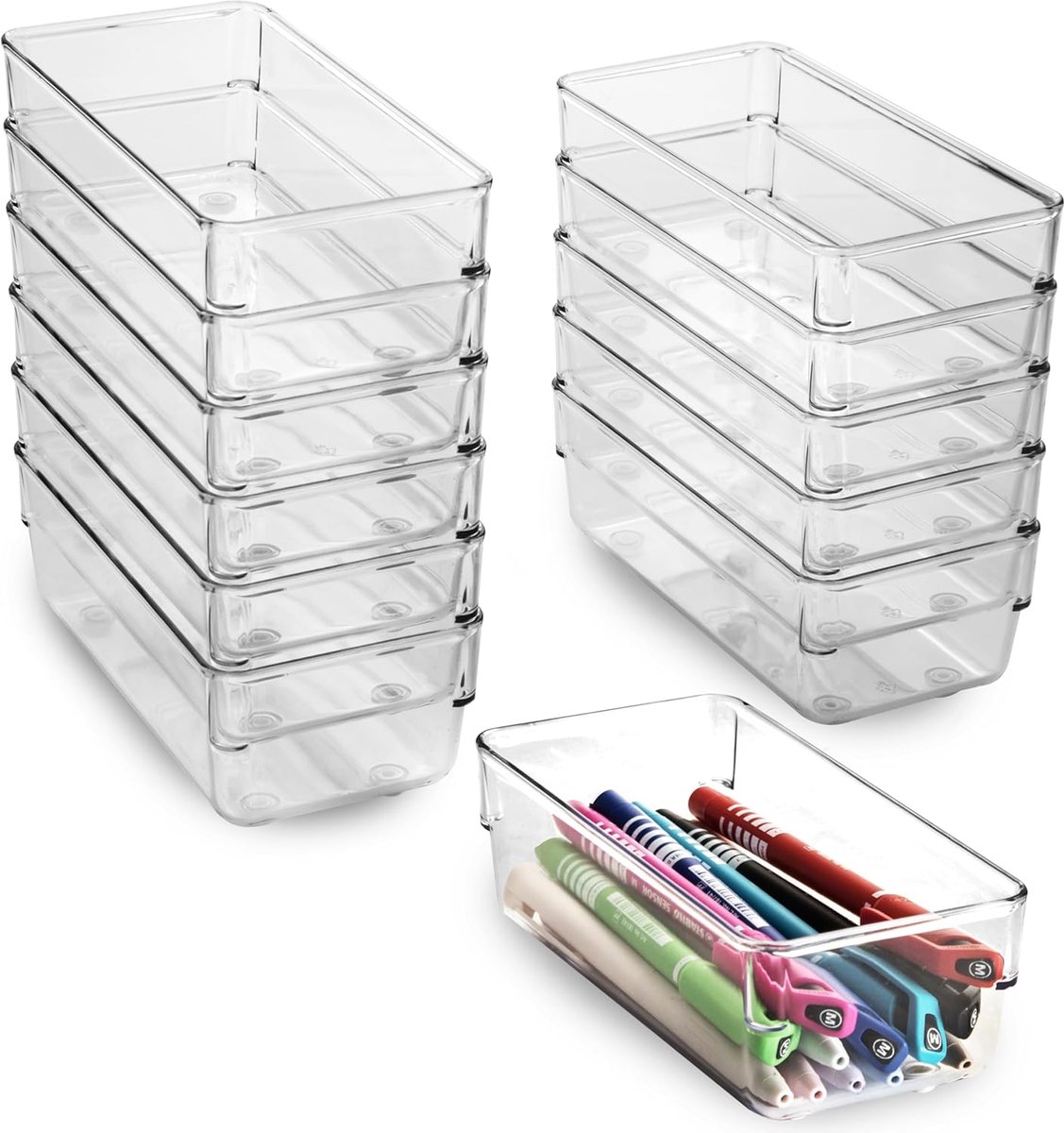 Opbergbakjes Set - Lade Organizers - Ruimte Indelen - Antislip Bodem - 16 x 8 cm - Transparant