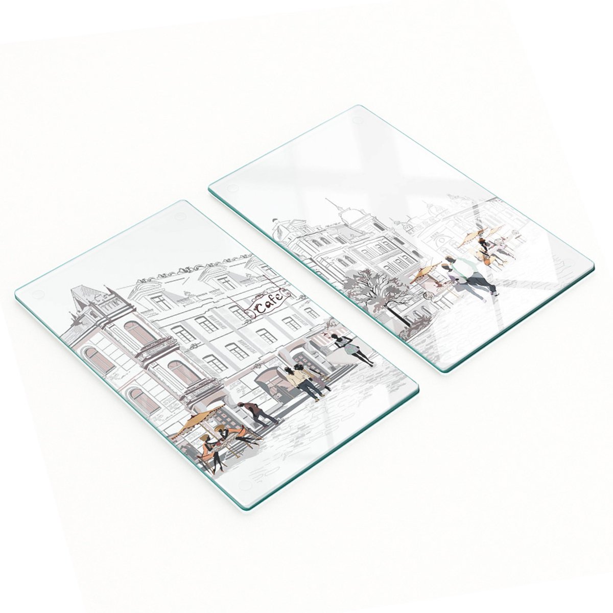 Set van twee decoratieve glazen keukenplanken, Old Town-stijl, 2x30x52 cm
