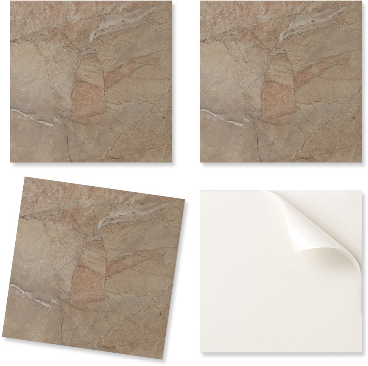 Decoratieve zelfklevende vinyltegels met natuursteenpatroon, 4x50x50 cm
