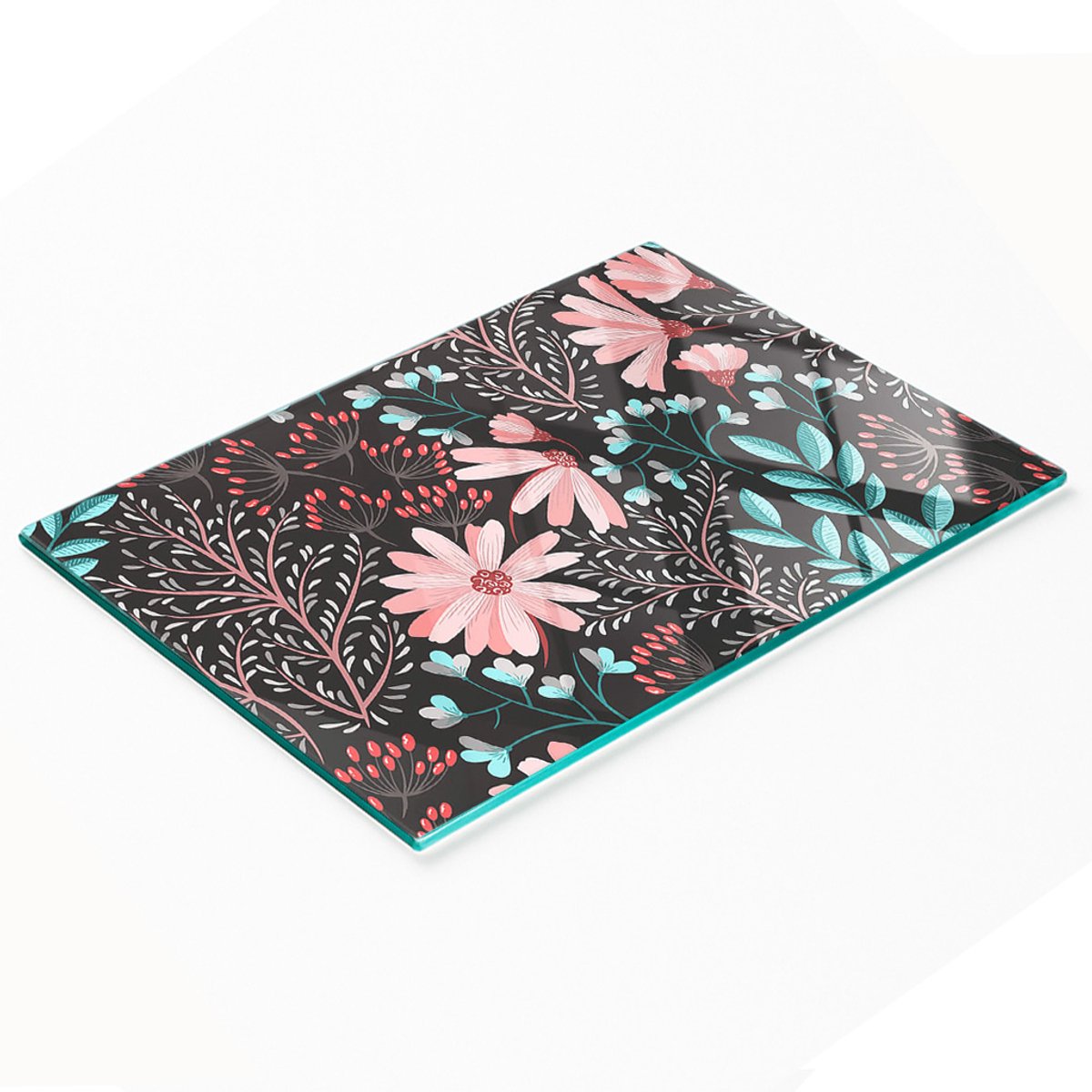 Multifunctionele decoratieve glazen snijplank voor de keuken met lentebloemen, 80x52 cm