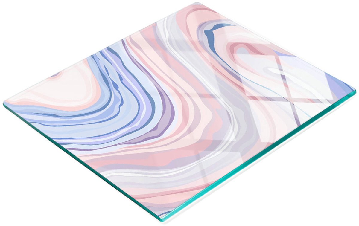Decoratieve glazen snij- en serveerplank, abstracte golven, 60x52 cm