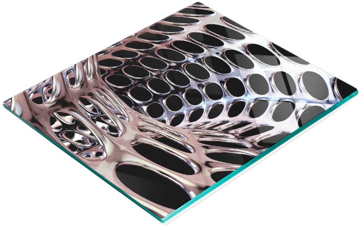 Keukenplank van gehard glas met decoratieve afbeeldingen, metalen tunnel, 60x52 cm