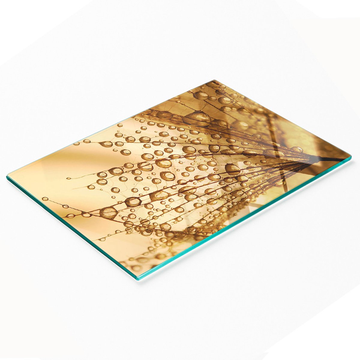 Decoratieve snijplank van gehard glas met paardenbloemmotief, 80x52 cm