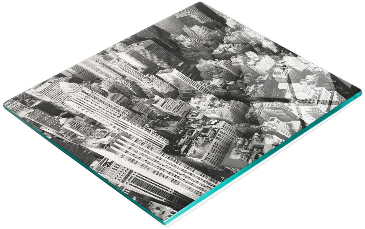 Multifunctioneel decoratief glazen bord met New York-print, 60x52 cm