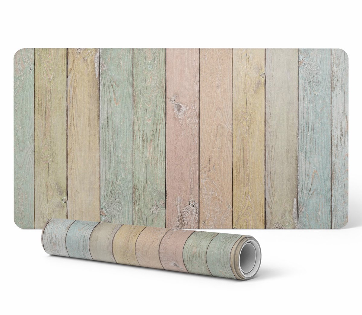 Moderne beschermende toetsenbordmat in pastelkleuren, verticale planken, 90x45 cm