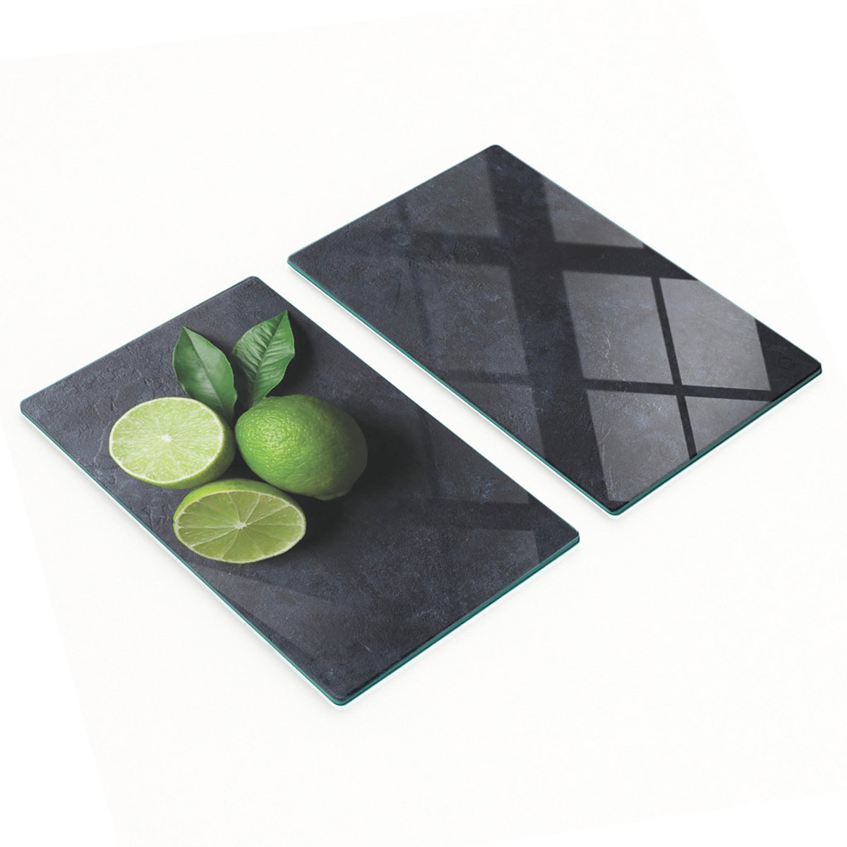 Glazen snijplanken met groene limoenprint, 2x30x52 cm