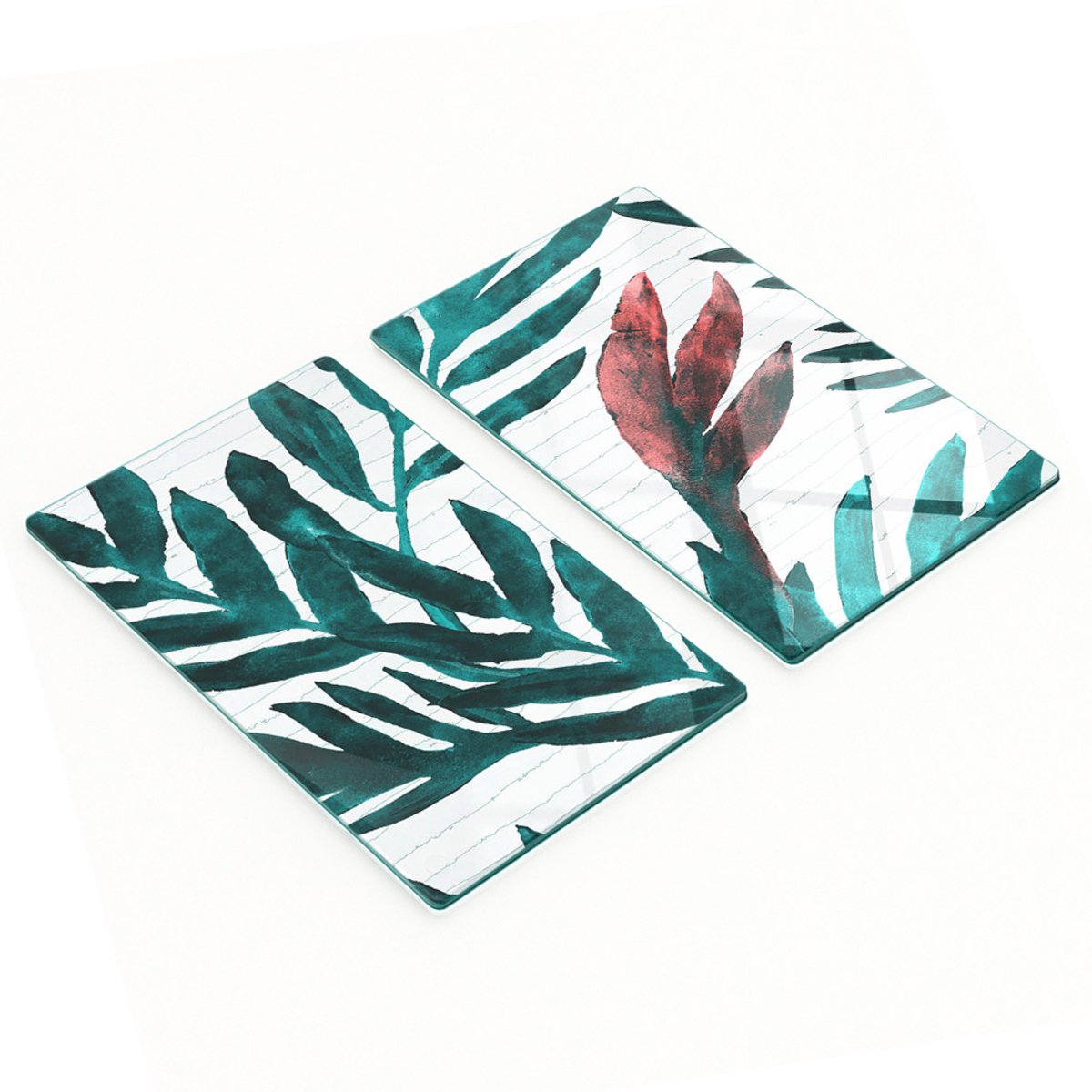 Keukenplanken van gehard glas met afbeeldingen van tropische planten, 2x30x52 cm
