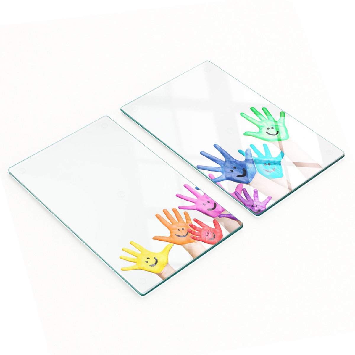Glazen serveerplanken voor in de keuken met handgeschilderde afbeeldingen, 2x30x52 cm