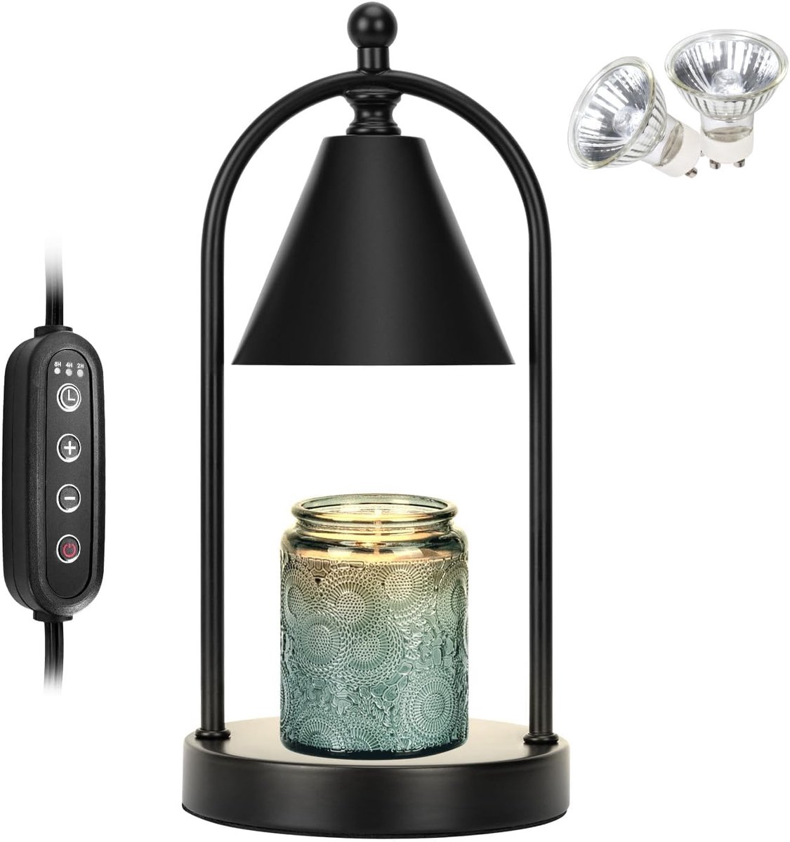 Kaarsverwarmingslamp - Timer - Dimbaar - Zwart - Nachtlampje - Incl. 2 Lampen - Slaapkamer & Woondecoratie(Kaarsen niet inbegrepen)
