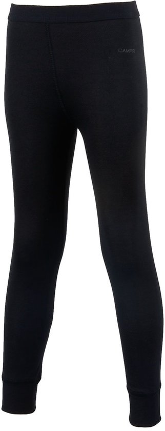 Zwarte thermobroek tot de enkel met elastische tailleband en zoom.