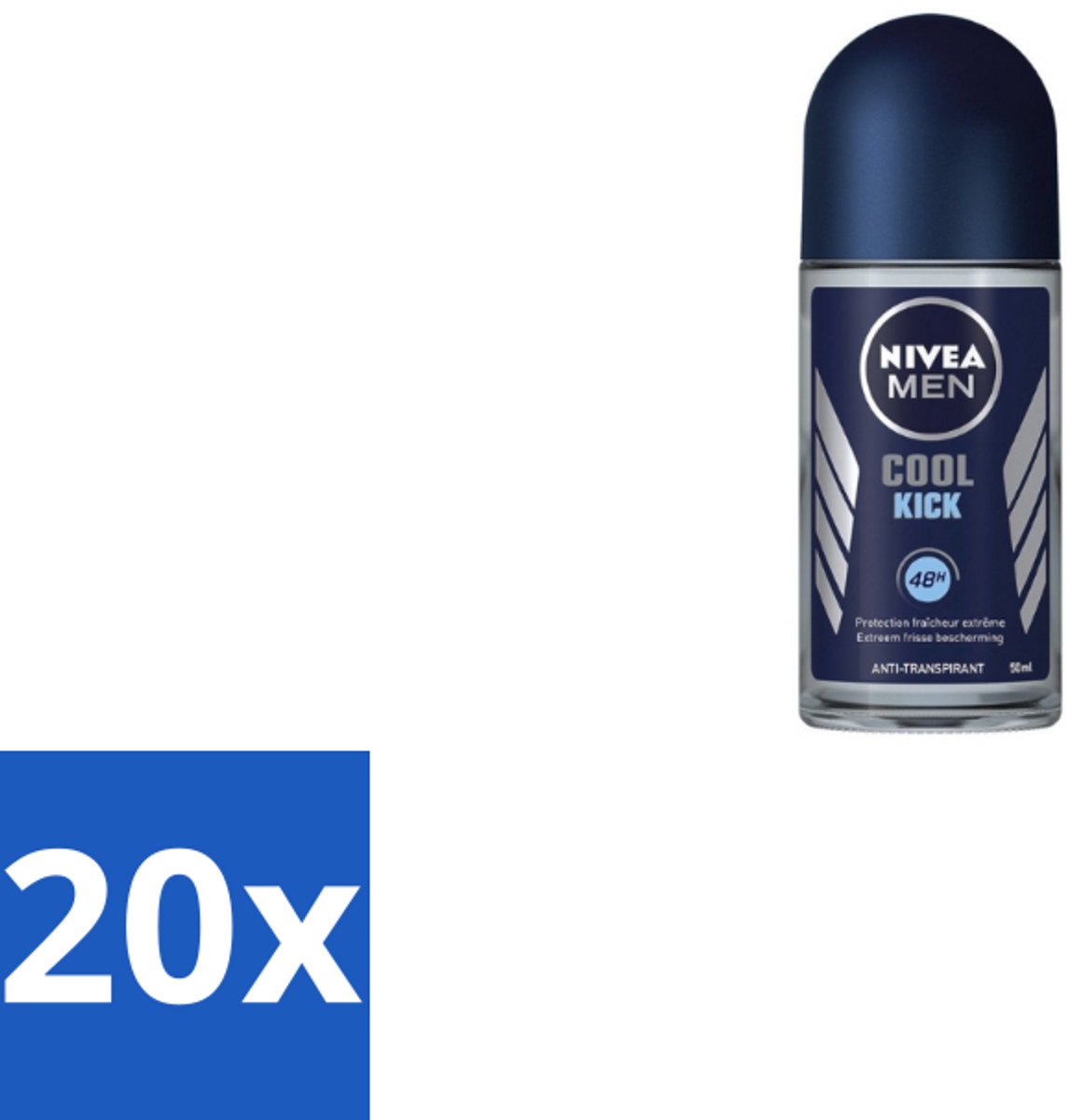 Nivea Men – Deodorant Roller – Cool Kick – 50 ml - Bulkverpakking - 20 stuks