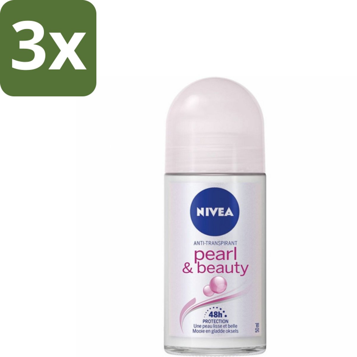 Nivea – Deodorant Roller – Pearl & Beauty – 50 ml - Bulkverpakking - 3 stuks