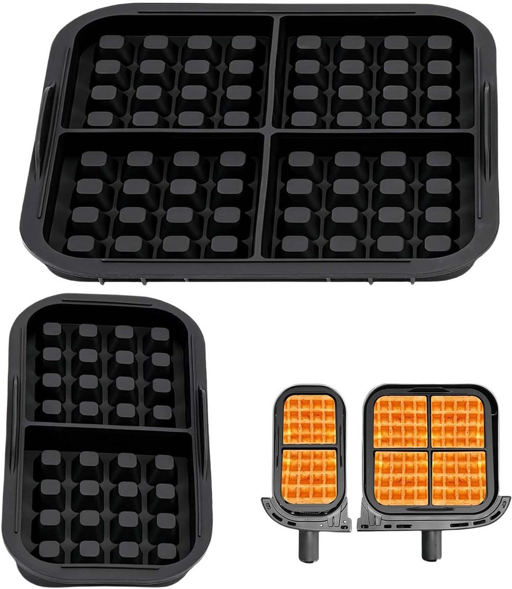 2x Siliconen Wafelbakvorm Set voor Airfryer en Oven - Belgische Wafels Bakaccessoire