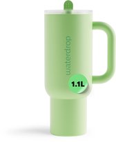 Waterdrop® Explorer Thermo Drinkbeker 1,1 L - 12 uur koud - Drinkbeker met rietje, handvat en lekvrij deksel - Perfect voor ijskoude dranken - signatuur groen - Drinkfles - Waterfles