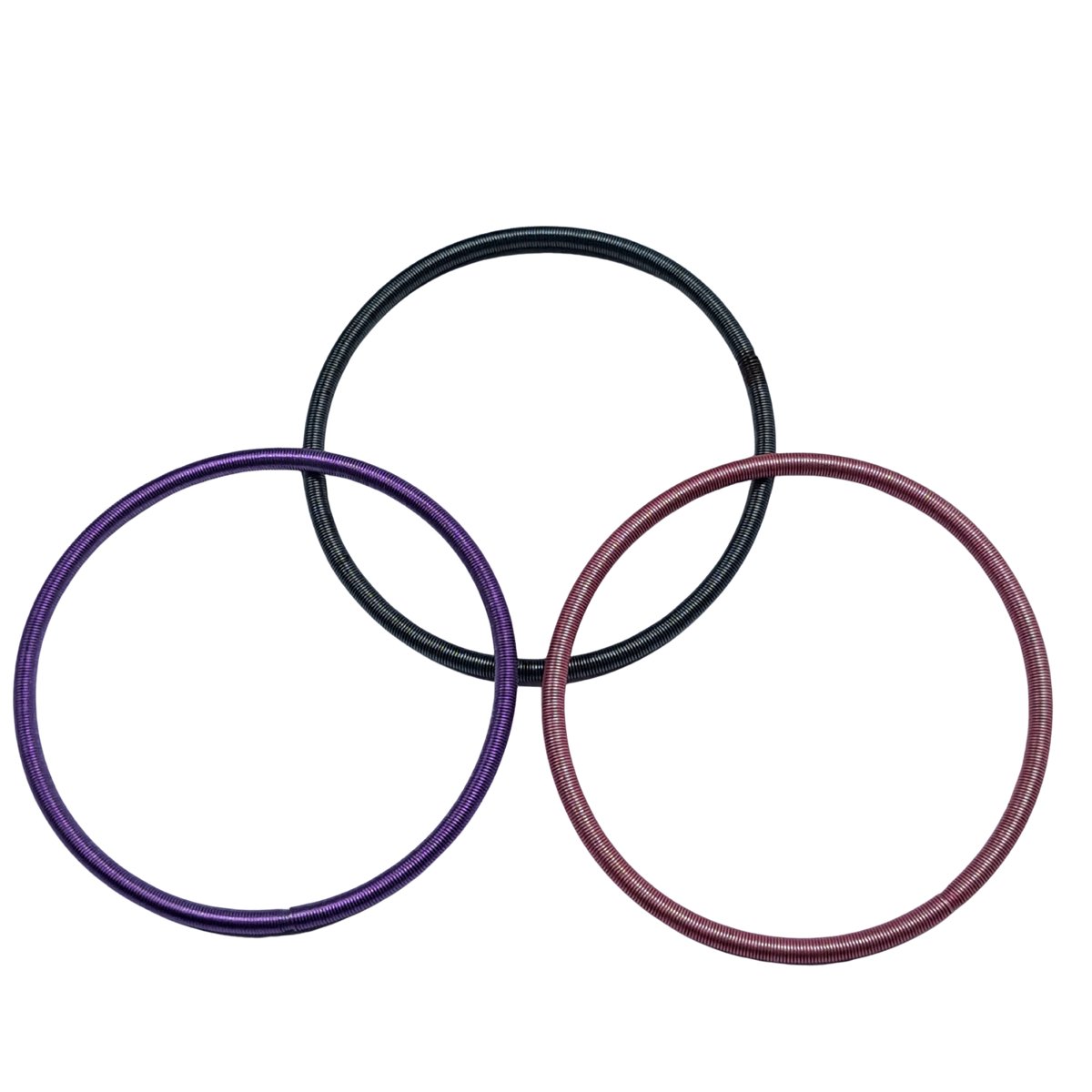 Glamour - Trendy - Armbandjes - Mouwophouders - Elastisch Metalen Spiraal - 3 Kleuren - Paars/Rose/Donkergrijs