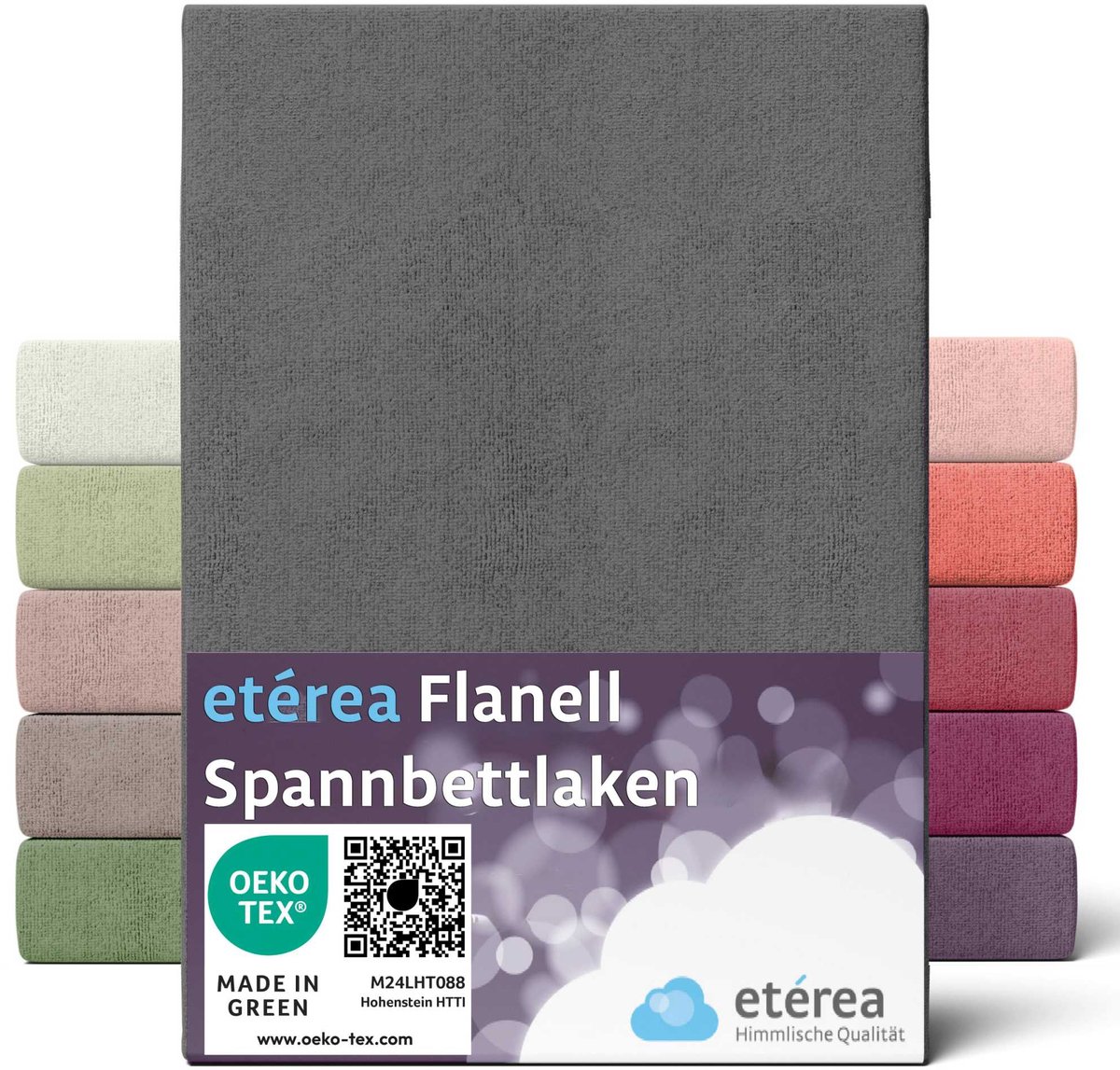 etérea Flanellen Bettlaken hoeslaken 150x250 cm - 100% Katoen - Grijs