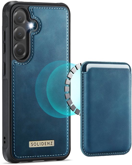 Solidenz hoesje - Geschikt voor Samsung Galaxy S26 - Backcover met Magnetische Pasjeshouder geschikt voor MagSafe - Blauw