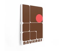 Artaza Canvas Schilderij Bauhaus-Logoontwerp met Geometrische Vormen en Typografie in Bruin en Rood - 60x80 cm - Wanddecoratie Woonkamer - Schilderijen - Muurdecoratie