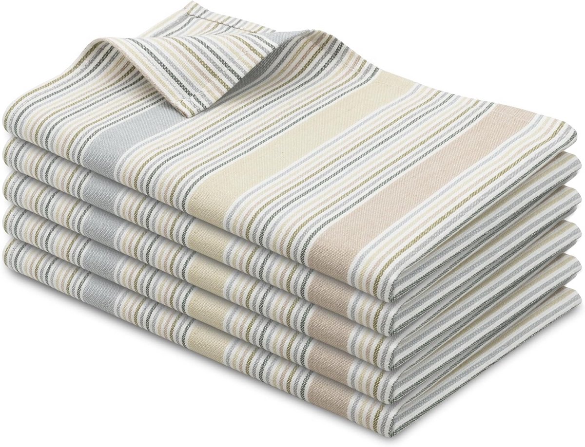 Set van 5 Keukendoeken Katoen - Absorberend en Duurzaam - 50x70 cm - Groen