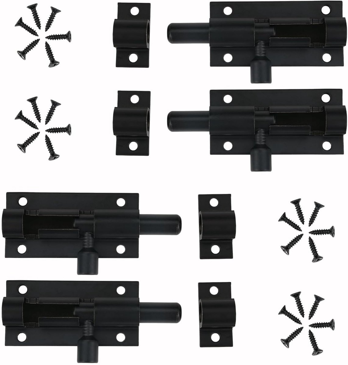 Sander Shop 4 stuks deurgrendels zwart, klein, schuifslot, slotgrendel, zwart, schuifgrend