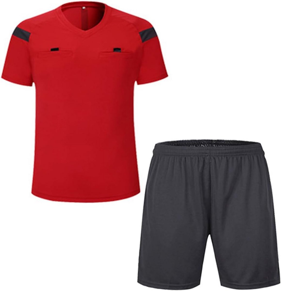 Scheidsrechtersset Voetbal - Referee Shirt en Korte Broek voor Heren en Jongens