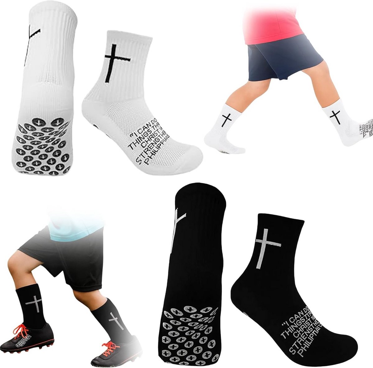 2 Paar Sportsokken met Anti-Slip Grip en Kruissteun - Maat 39-46 voor Voetbal en Basketbal