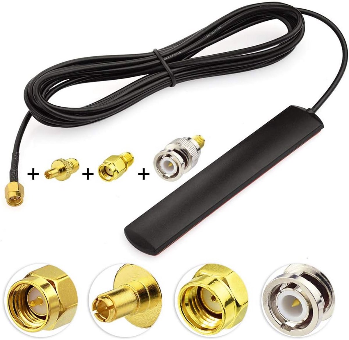 4G LTE Glasbevestiging Antenne 3dBi met SMA Mannelijke Connector en Adapter Set