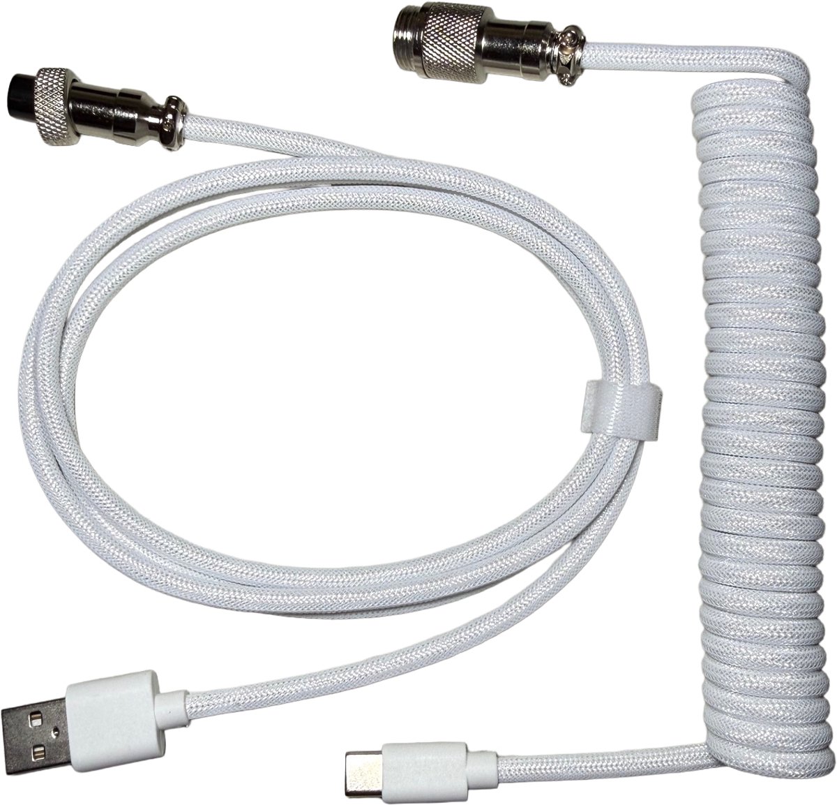 Coiled Cable - Wit - USB-C Naar USB-A - Mechanisch Toetsenbord Kabel