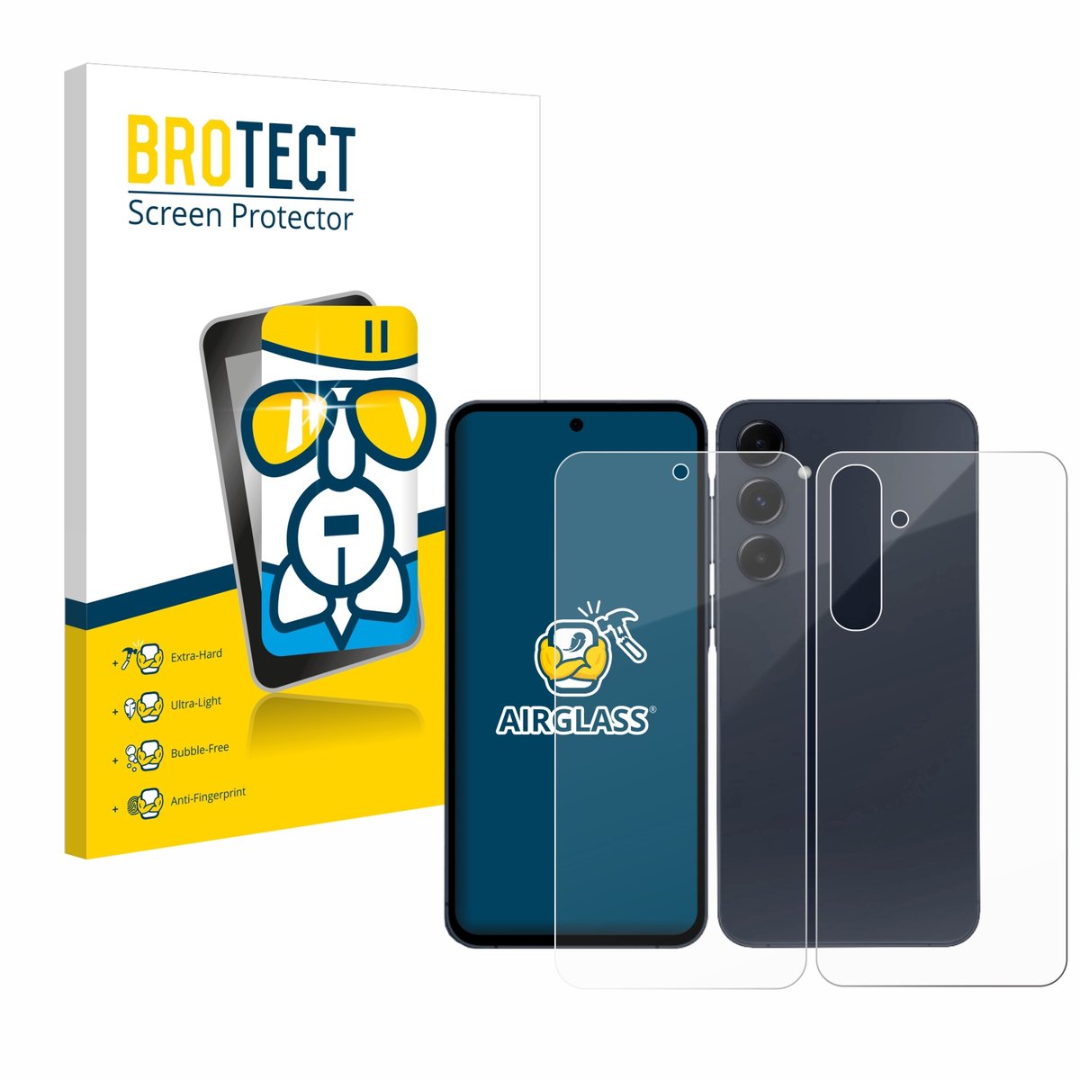 Screenprotector voor Samsung Galaxy A55 5G (Voor+Achter) Beschermglas transparant