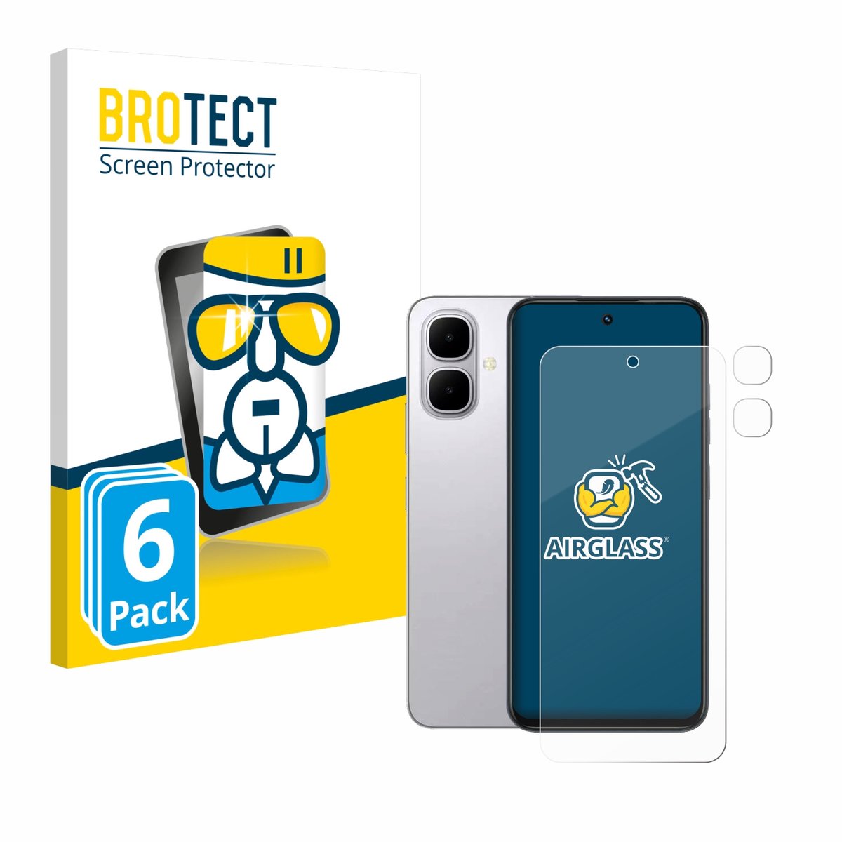 Screenprotector 6 Stuks voor Infinix Smart 10 (Voor+Camera) Beschermglas transparant