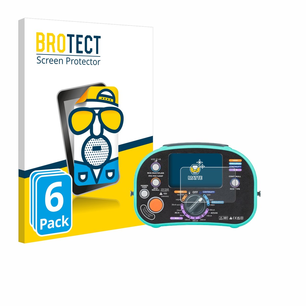 BROTECT - Screenprotector voor Kewtech KT63DL - Folie Beschermfolie matte 6 Stuks