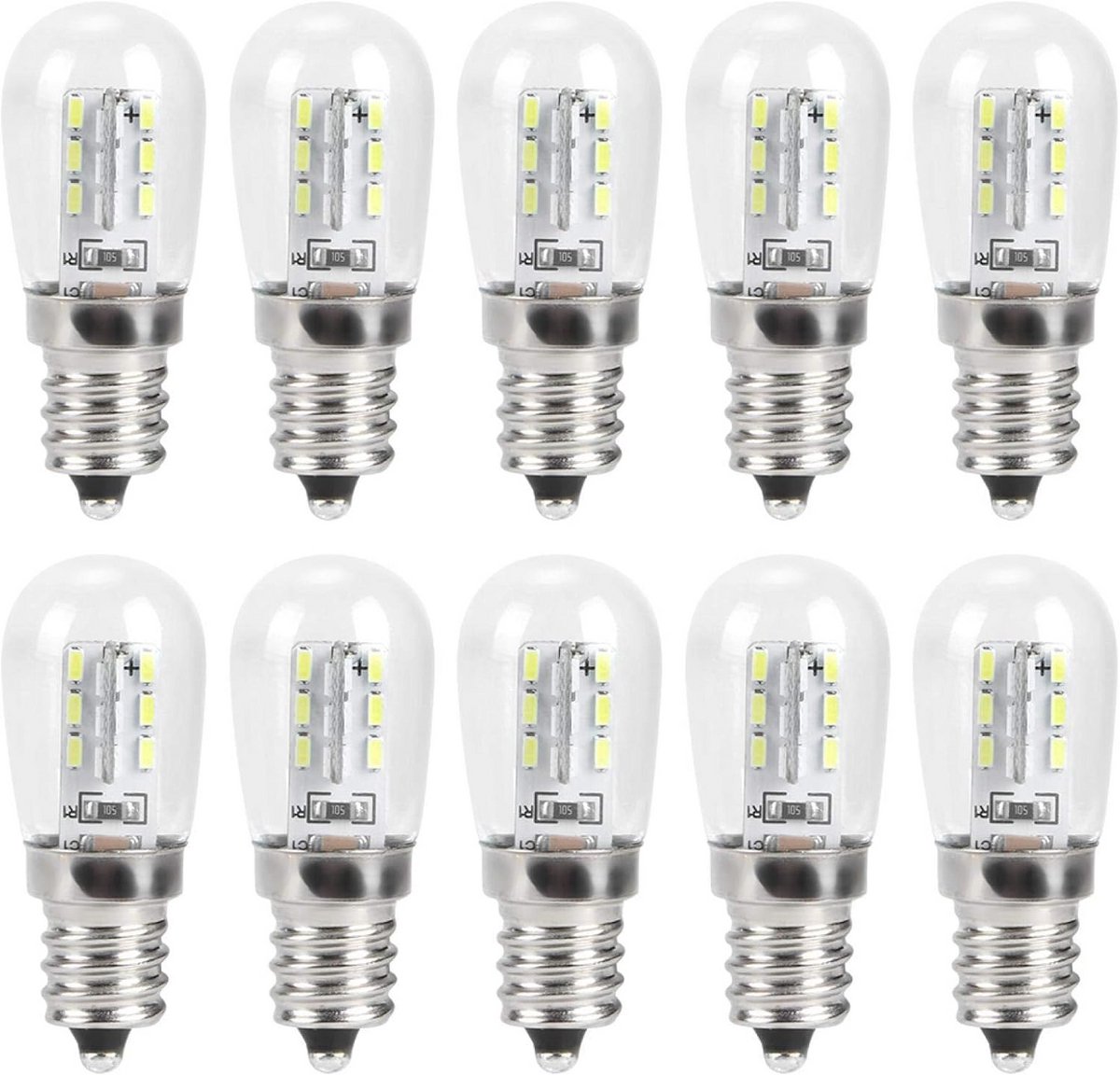 10 stuks E12 LED Lamp vervanging 1.5W koud wit voor koelkast en naaimachine