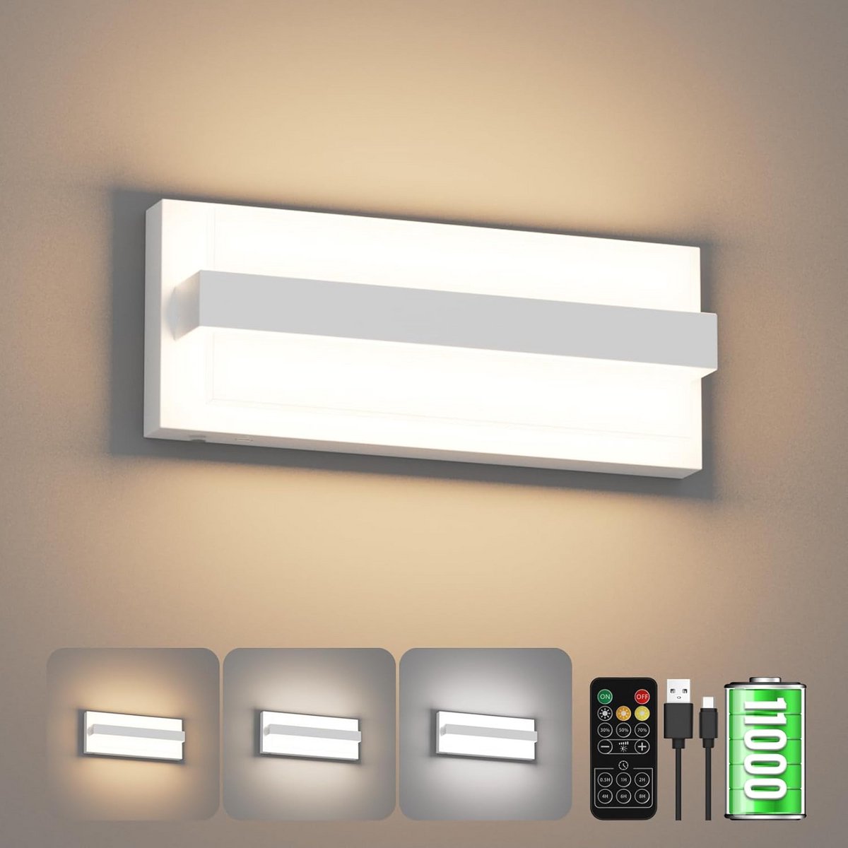 Dimbare Draadloze LED Wandlamp met Afstandsbediening en Timerfuncties