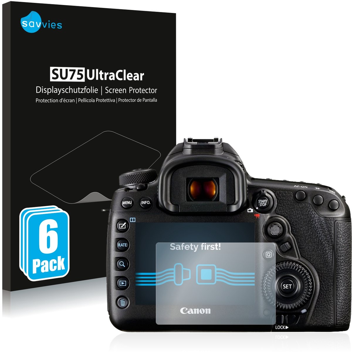 Savvies - Screenprotector voor Canon EOS 5D Mark IV - Folie Beschermfolie transparant 6 Stuks