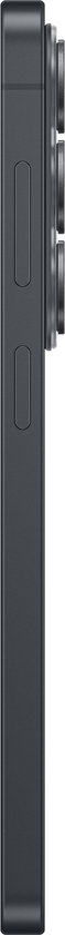 Zijaanzicht van een zwarte Samsung Galaxy S26 smartphone.