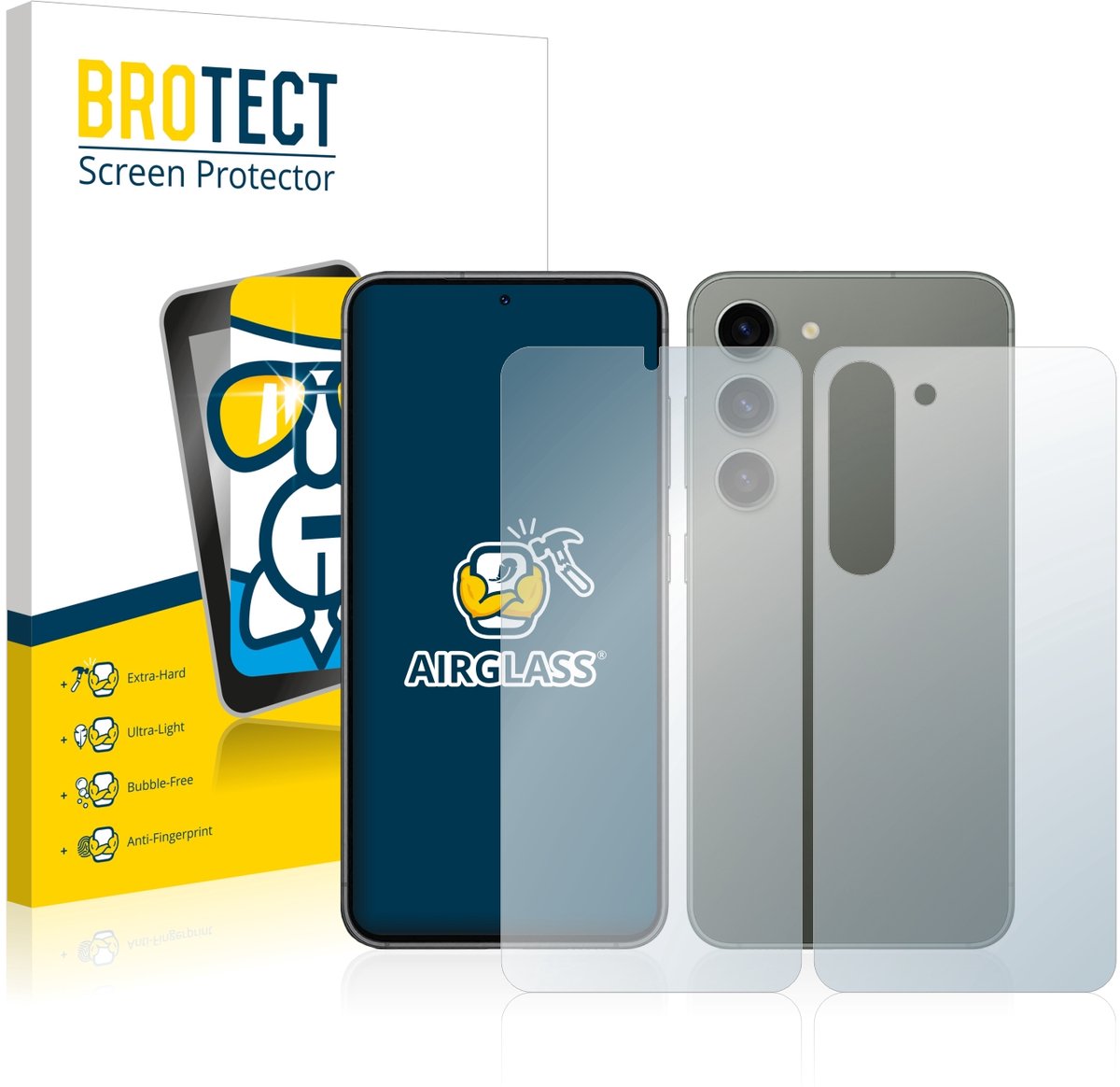Screenprotector voor Samsung Galaxy S23 Plus (Voor+Achter) Beschermglas transparant