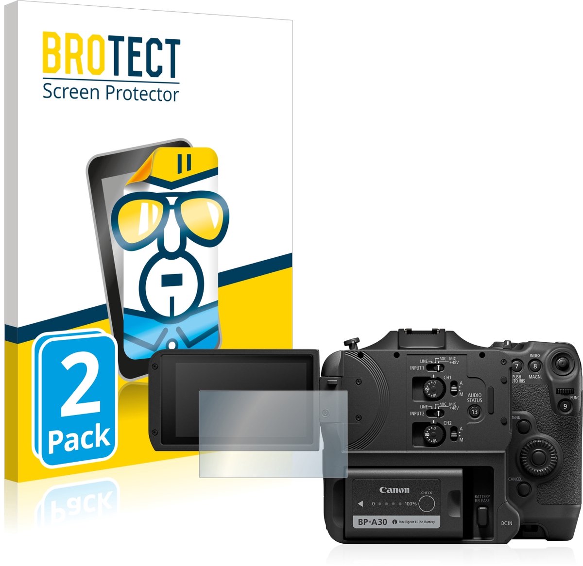 BROTECT - Screenprotector voor Canon EOS C70 - Folie Beschermfolie transparant 2 Stuks