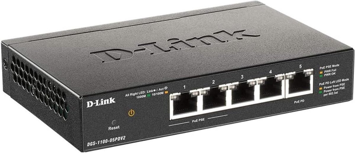 5-poorts Gigabit PoE Switch - Smart Managed met 2 PoE-poorten, laag 2 functies, QoS, EEE en fanloze ontwerp