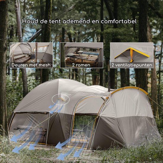 Naturehike KOTA 6 - 6 persoons tent - 75D 3000MM - Waterdicht - 4 seizoenen familietent - Kampeertent - Glamping tent - Hoge koepeltent - Outdoor van Naturehike — afbeelding 2