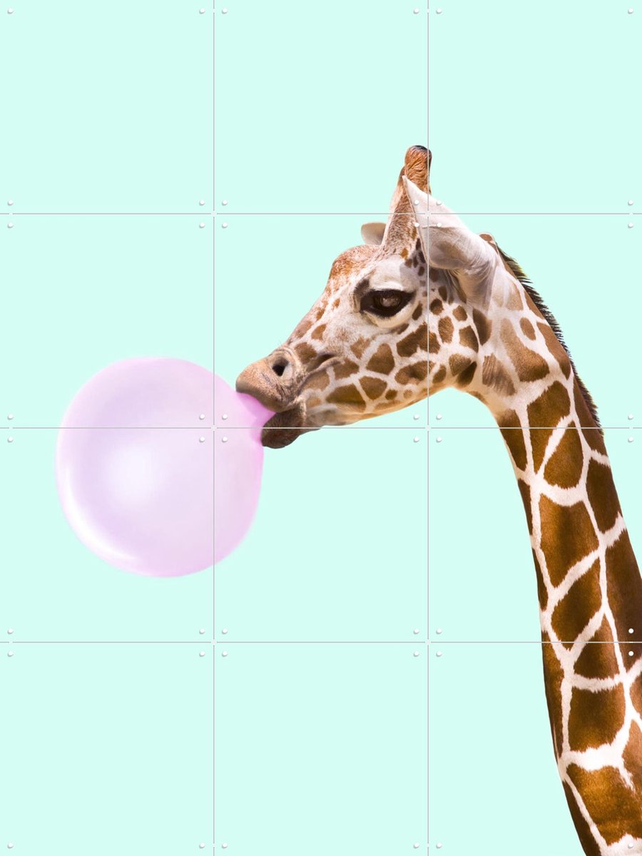 IXXI Giraffe, Paul Fuentes - 60 x 80 cm - Gratis ophangtool - Grote wanddecoratie en posters - Grafisch Ontwerp, Speels, Kleurrijk, Pop art, Digitale
