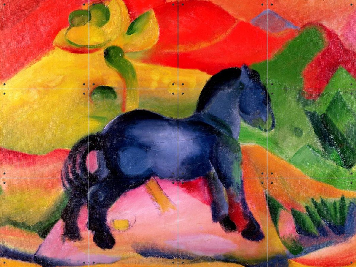 IXXI Little Blue Horse 1912, Franz Marc & Bridgeman Images - 80 x 60 cm - Gratis ophangtool - Grote wanddecoratie en posters - Abstract, Olieverf