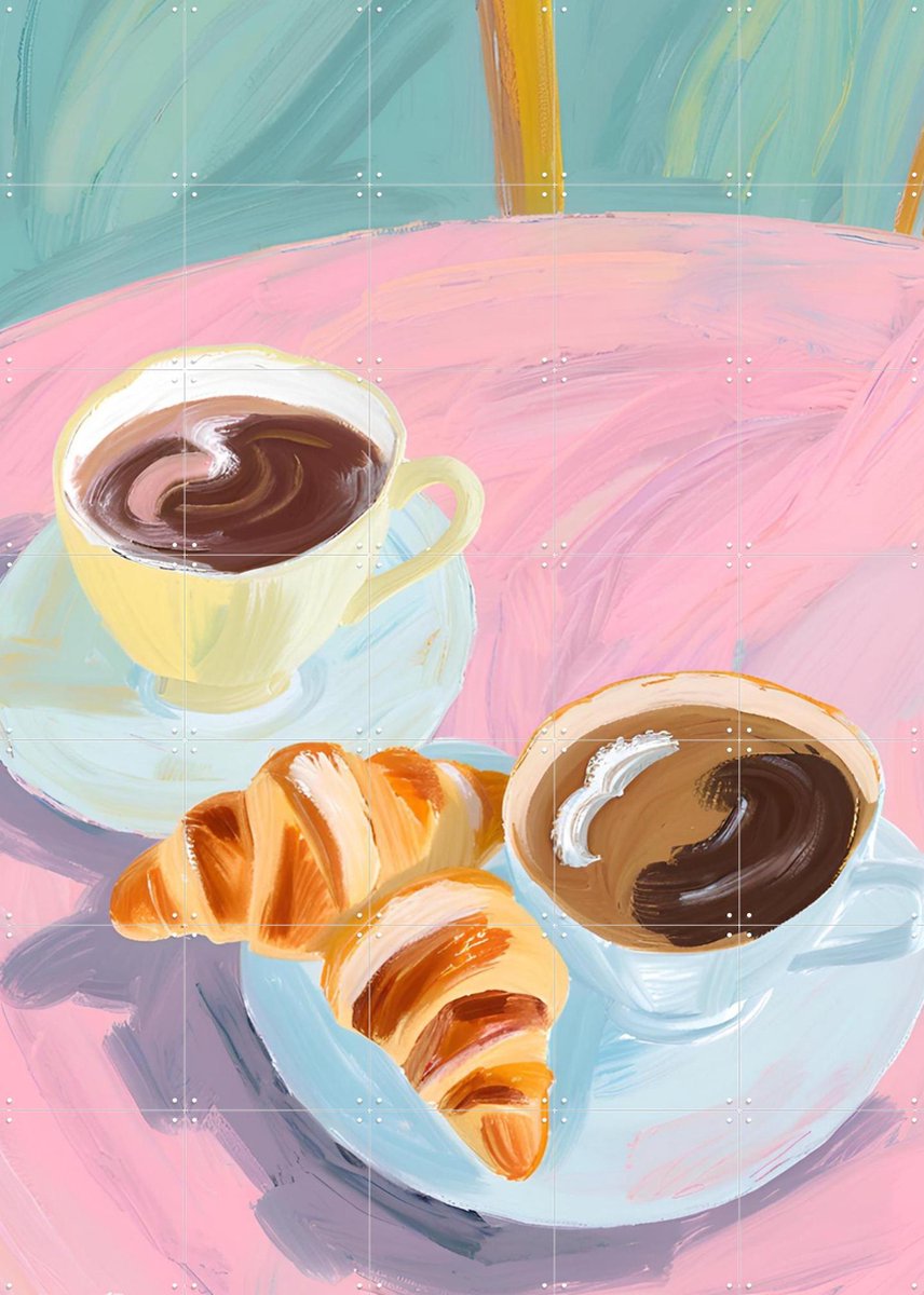 IXXI Morning Indulgence, Ohkimiko & Various - 100 x 140 cm - Gratis ophangtool - Grote wanddecoratie en posters - Digitale Kunst, Kleurrijk, Speels