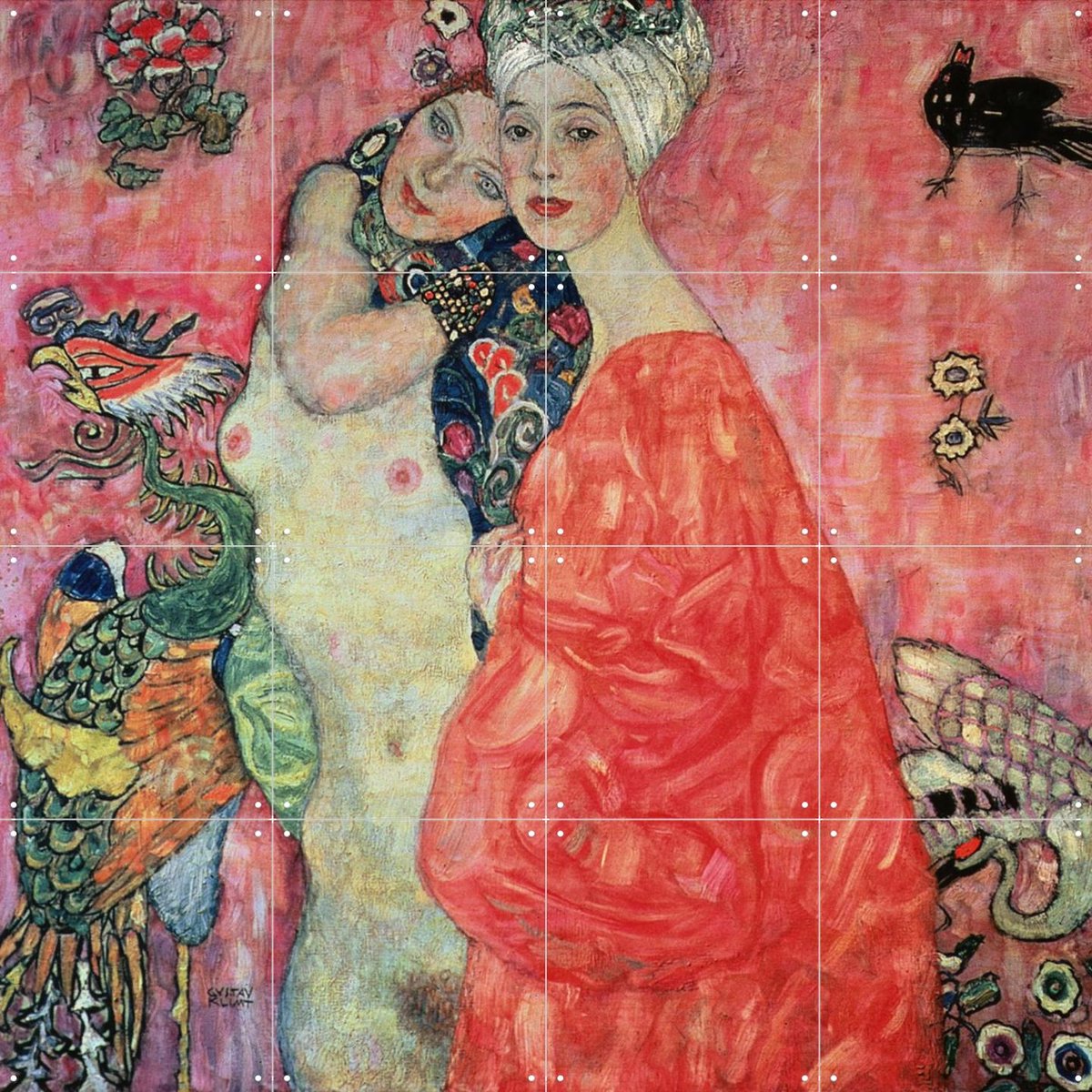 IXXI The Girlfriends, Gustav Klimt & Bridgeman Images - 80 x 80 cm - Gratis ophangtool - Grote wanddecoratie en posters - Art Nouveau, Olieverf