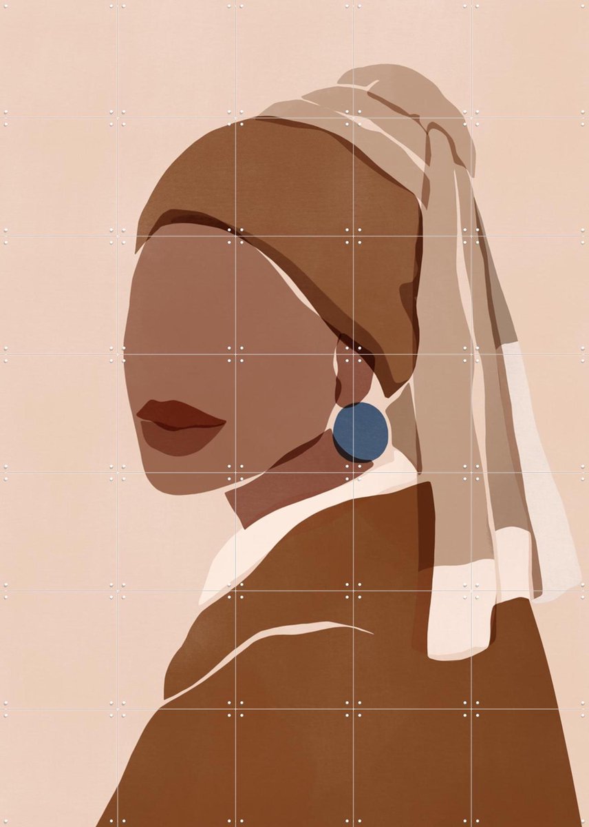 IXXI Girl with a Blue Earring, Sacrée Frangine & Rijksmuseum 2.0 - 100 x 140 cm - Gratis ophangtool - Grote wanddecoratie en posters - Grafisch