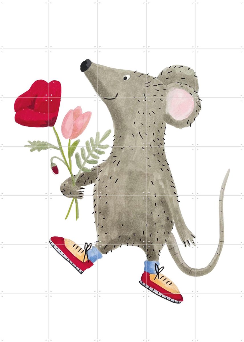IXXI Klaproos Voor Jou, Adams Arts - 100 x 140 cm - Gratis ophangtool - Grote wanddecoratie en posters - Illustraties, Speels, Fantasierijk, Aquarel