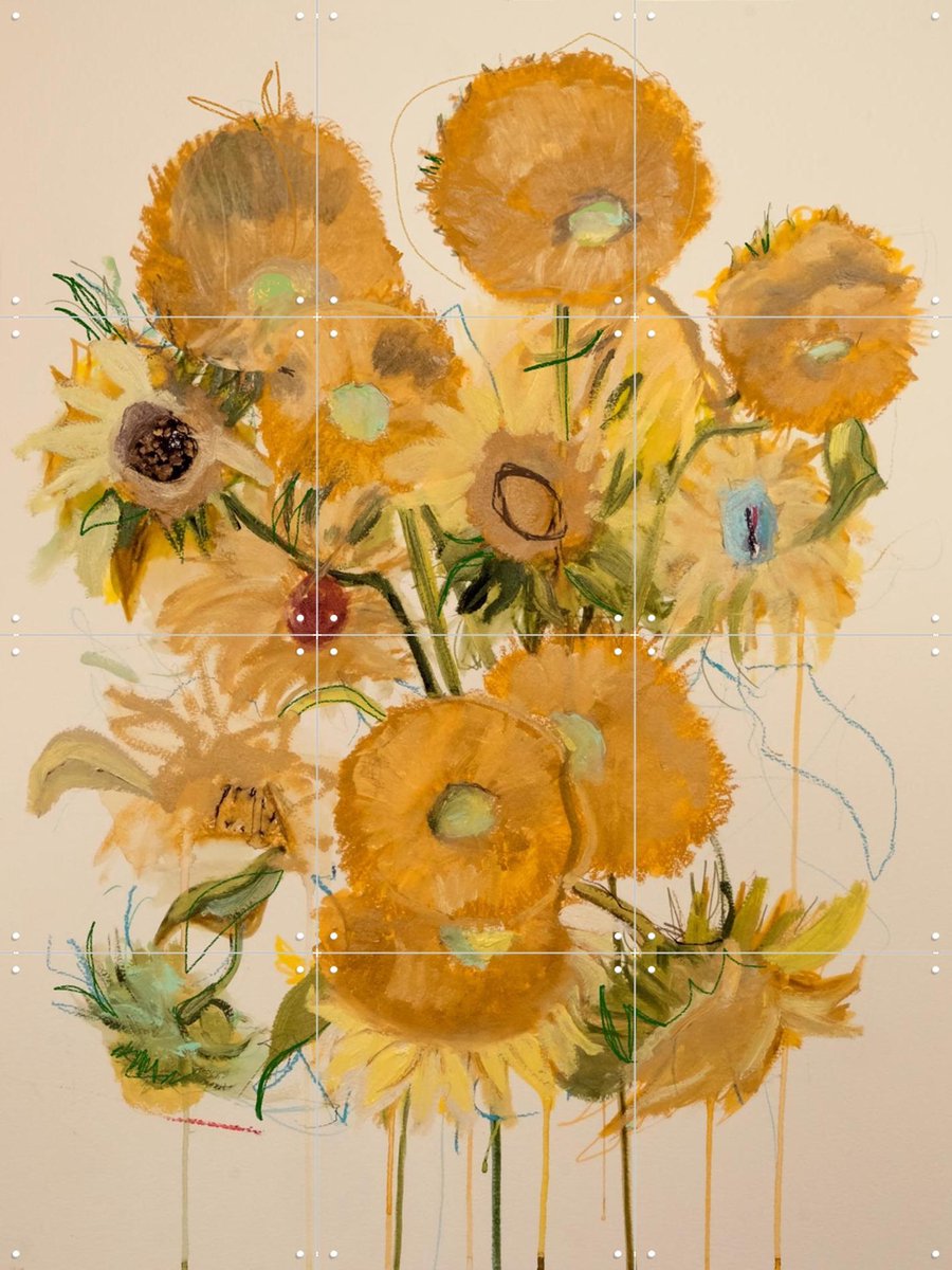 IXXI Sunflowers Vincent, Leigh Viner & Van Gogh 21st Century - 60 x 80 cm - Gratis ophangtool - Grote wanddecoratie en posters - Gemengde Technieken