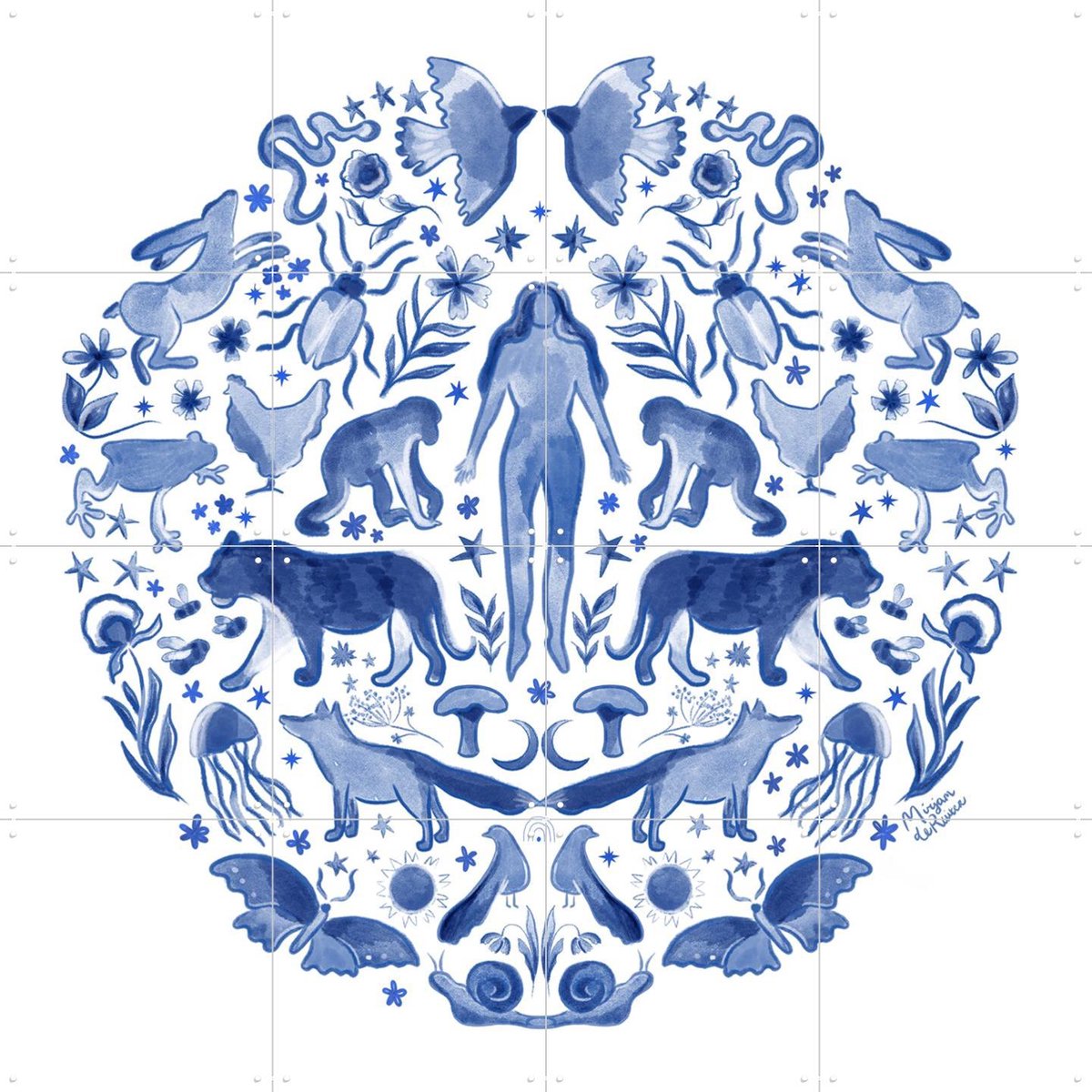 IXXI Eco Not Ego, Mirjam de Ruiter - 80 x 80 cm - Gratis ophangtool - Grote wanddecoratie en posters - Ornamenteel Ontwerp, Illustraties, Aquarel