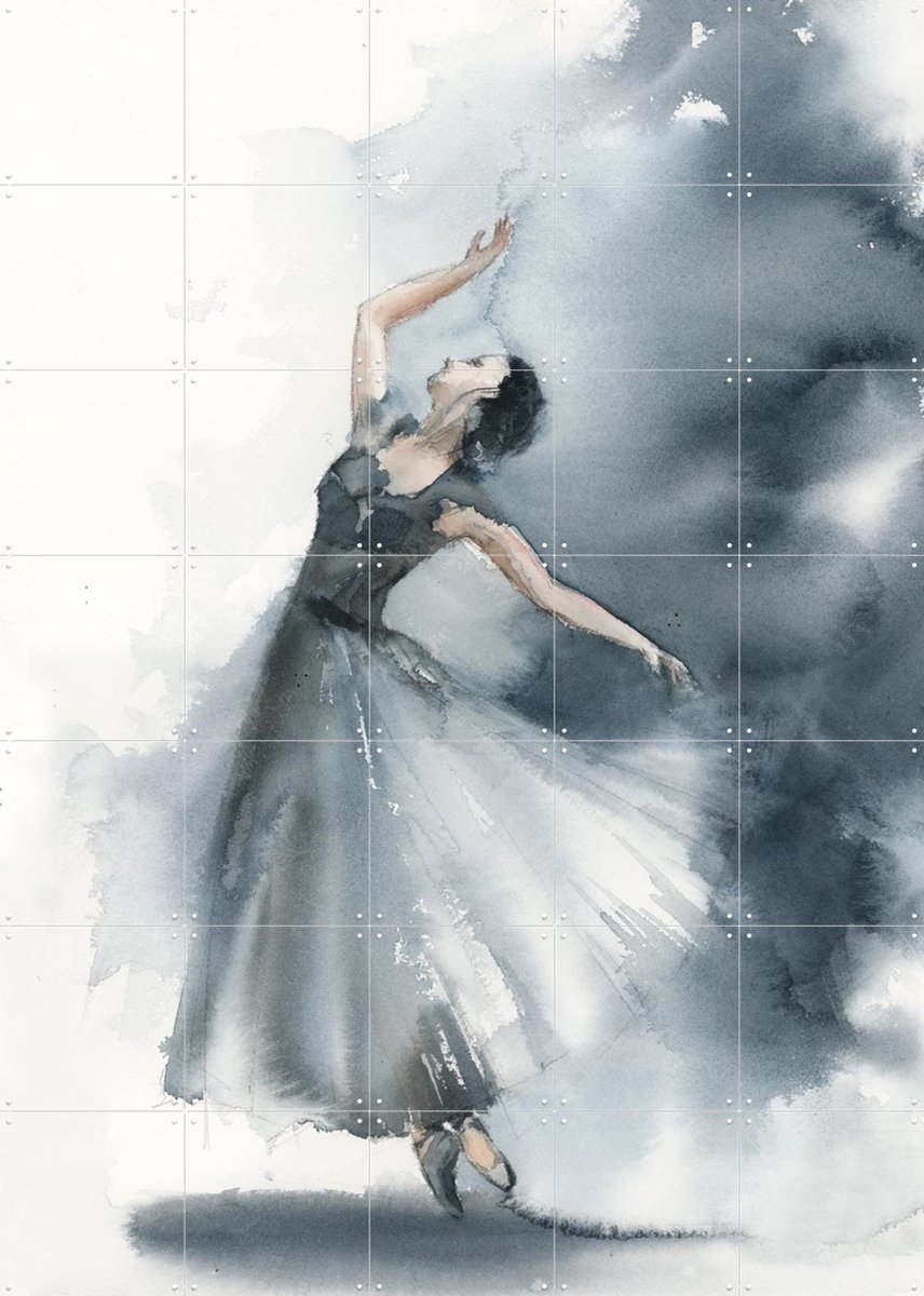 IXXI Ballerina Blue 4, Canot Stop Painting - 100 x 140 cm - Gratis ophangtool - Grote wanddecoratie en posters - Impressionisme, Aquarel, Slaapkamer