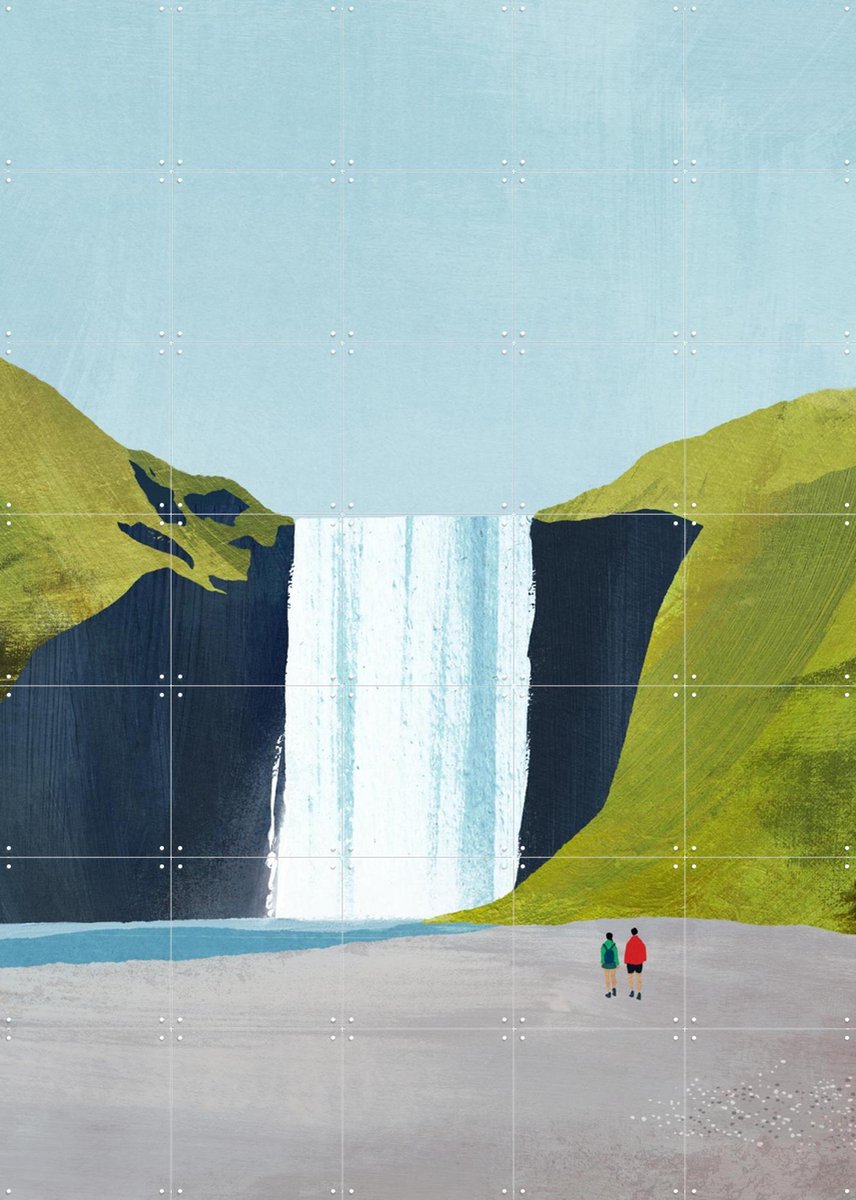 IXXI Waterfall, Henry Rivers - 100 x 140 cm - Gratis ophangtool - Grote wanddecoratie en posters - Minimalisme, Speels, Illustraties, Woonkamer